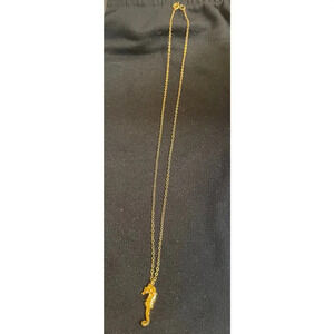 24 Carat Gold Plate Real Seahorse and Gold Chain 18 inches long necklace